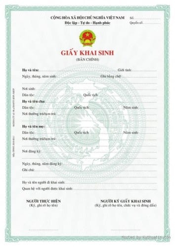 mẫu giấy khai sinh